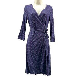 Diane Von Furstenberg Wrap Dress Size 6 Julian Two Silk Bromley Dot Navy Blue